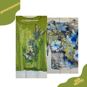 TWO Long Sleeved Floral and Butterly Shirts!